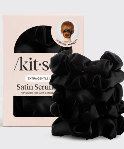 Black Satin Sleep Scrunchies 5pc Set