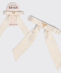 Cream Satin Bow Hair Clip
