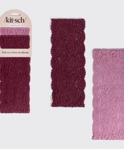 Cherry Lacquer & Dusty Pink Wide Lace Headbands 2pc Set
