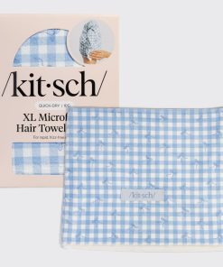 Gingham Blue XL Hair Towel Wrap